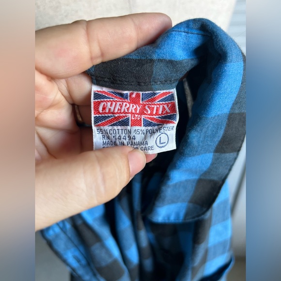 Vintage 80s Cherry Stix Plaid Blouse - Picture 5 of 6